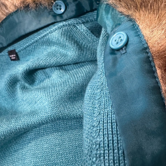 CAbi Teal Cardigan with Detachable Faux Fur Collar - Picture 5 of 9